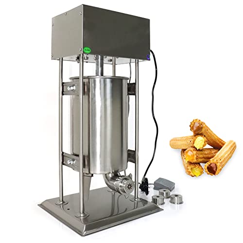 Churro Maker, 110V Vertical Type Maquina Para Hacer Churros with 4 Nozzles and Pedal Control, Stainless Steel, 15L