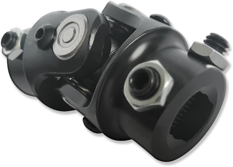 Chrome 36" Steering Shaft & 3/4"-30 Spline Universal Steering U Joint 83mm Length Black Steel