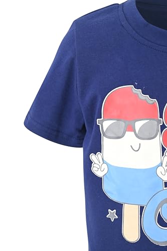 Image of Boys 2pc Shorts Set Outfit Short Sleeve Shirt with Fun Applique Print and Shorts