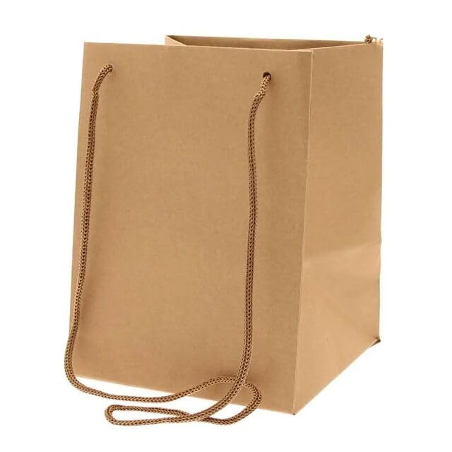 Floralcraft Hand Tied Bags (10-Pack, Natural) | Bouquet Bags 19cm x 17cm x 25cm, Florist Porto Bag for Gifting, Party Favors, Crafts, and Special Events