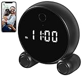 Orologio con telecamera nascosta, telecamera di sicurezza WiFi wireless con visione notturna 1080P, audio bidirezionale, rilevamento movimento PIR, ampia visuale a 120 gradi, batteria ricaricabile