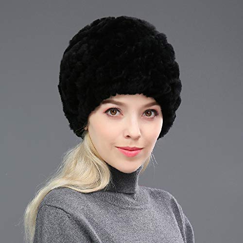 2PCs Cap Plus Scarf Womens Real Rex Rabbit Hair Hat and Real Rabbit Hair Neck Warmer Winter Warm2