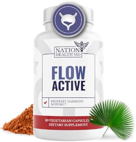 Flow Active – Prostate Health Supplements for Men – Bladder & Prostate Support Vitamins – with Saw Palmetto, Selenium, Stinging Nettle, Pygeum & Pine Bark Extract – 30 Capsules