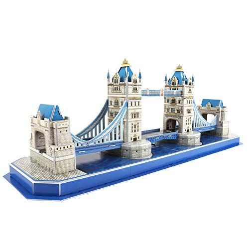 CubicFun 3D London Puzzles Small Britain Architecture Buildings Paper Craft Model Kits Toys for Adults and Teens, Tower Bridge, 52 Pieces