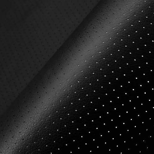Breathable Perforated Self Adhesive Leather Repair Patch for Sofa Car Seats, Premium Black Leather, Anti Scratch, Strong Stickiness