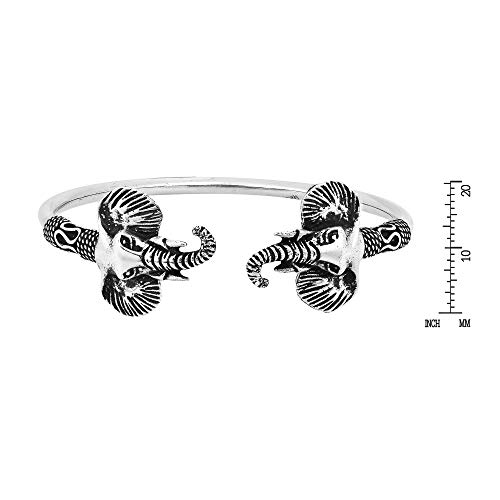 Aeravida Beautiful Detail Twin Elephants Traditional Thai Sterling Silver Cuff Bracelet | Adjustable Cuff Bracelet For Women | Elephant Charm Bracelet #TOP3
