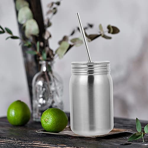 WINOMO Conjuntos 2 Frasco de Pedreiro Copos Copos De Palha De Aço Inoxidável 500Ml Copo Bebendo Palh