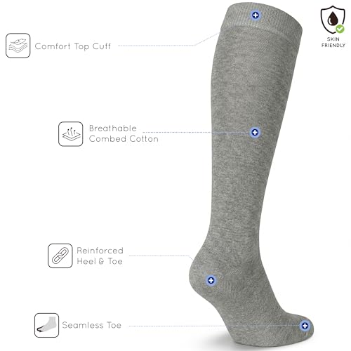 Image of Mysocks Knee High Socks for Women Men Combed Cotton Seamless Toe Tall Long High Socks
