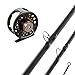 3-Piece Fly Fishing Rod and Reel Combo Starter Kit - 97-Inch Collapsible Fiberglass and Cork Fishing Pole with Case and Accessories by Wakeman (Black)