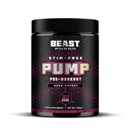 Beast Pharm | Pump Stim Free Pre Workout Powder | 450g / 30 Servings | Sour Cherry