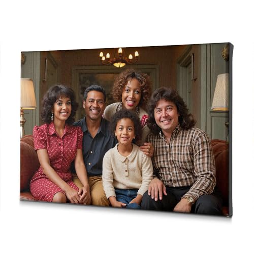 Toile murale salon et salle de bain decoration tableau cadre famille 5 personnes 30x40