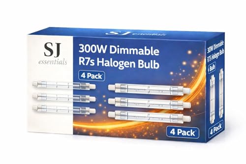Pack of 4 Dimmable R7s Halogen Bulb 118mm 300W – J-Type Linear Double Ended Light Bulb 230V 4480LM, Warm White 2800K, R7s 118mm Floodlight Replacement for Security, Work, Landscape Lighting