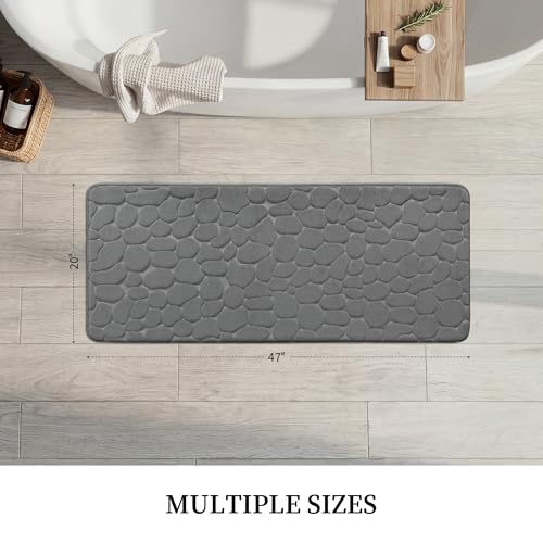YIHOUSE Memory Foam Runner Rug, Cobblestone Bathroom Runner Rugs Super Water Absorbent Bath Mats for Bathroom Machine Washable Bath Rugs for Hallway Bedroom Laundry Room(20 x 47,Dark Gray) - image 6