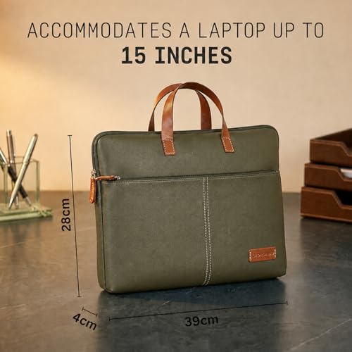 Image of Giftana 7 in 1 Laptop Bag and Laptop Stand with Personalized Diary & Pen, Keychain, Card Holder, Mobile Stand Set, Customized Gift for Husband, Employee Welcome Kit, Corporate Gift for Employees (Green)