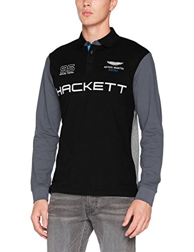 Hackett London AMR MLT WNGS LS Polo, Multicolor (Blk/Multi 9EG), L para Hombre