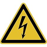 Elektro-Warnschild gefährliche Spannung | Symbol: Blitz | selbstklebend | gelb/schwarz | 1 Stück