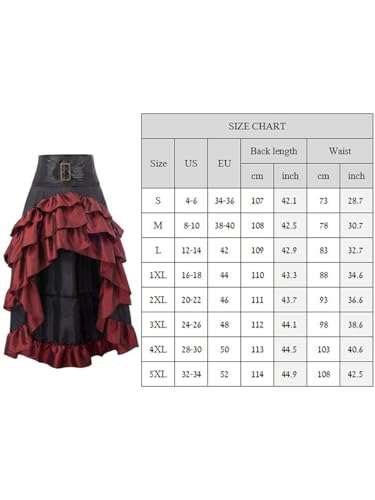 Women Renaissance Skirt Plus Size Ruffle High Low Steampunk Skirt Gothic Halloween Skirt Victorian Costume (A-Black, XXXXL) steampunk buy now online Women Renaissance Skirt Plus Size Ruffle High Low Steampunk Skirt Gothic Halloween Skirt Victorian Costume (A-Black, XXXXL) steampunk buy now online