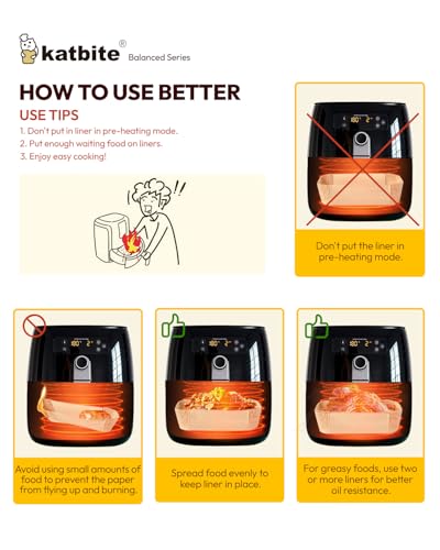 Katbite KABS8-130 8 Inch Air Fryer Liners Disposable, Square Non-Stick Air Fryer Paper Liners, Unbleached Parchment Paper thumb #4