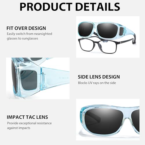 Trysee Polarized Fit Over Sunglasses for Men Women Wrap Around Sunglasses to Wear Over Glasses with UV Protection TS41064