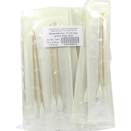 Preisvergleich Produktbild WATTESTÄBCHEN großer Wattekopf 15 cm steril 100 St Stäbchen