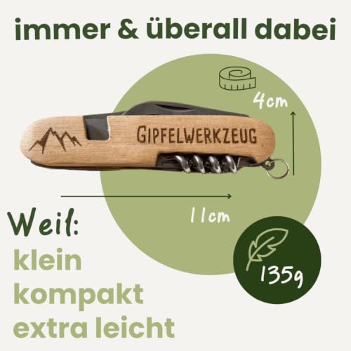 Gipfelgaudi All-in-One Camping Besteck: ideal zum Wandern, Picknick & mehr I Plastikfreies Besteck To Go aus rostfreiem Edelstahl & Holz – Ansicht 6