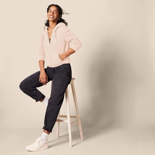 Image of Amazon Essentials Women's Fleece Full-Zip Hoodie (Available in Plus Size), Light Pink, Medium (Pack of 2)