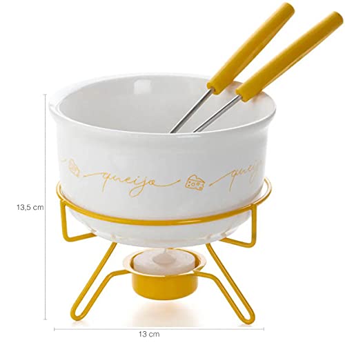 Conjunto Para Fondue de Queijo em Porcelana 5 Peças Forma