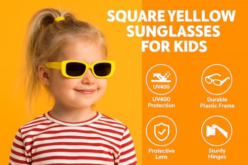 Image of ALNA-TURA Sunglasses For Boys & Girls, Goggles For Kids, Stylish Modern Yellow UV Protectd Shades Glasses, Birthday gift sunglasses kids, Cool trendy kids shades (Age 3 To 10)