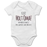 Shirtracer Sprüche Baby - Hilfe Holt Oma - 6/12 Monate - Weiß - Onkel Geschenk - BZ10 - Baby Body Kurzarm für Jungen und Mädchen