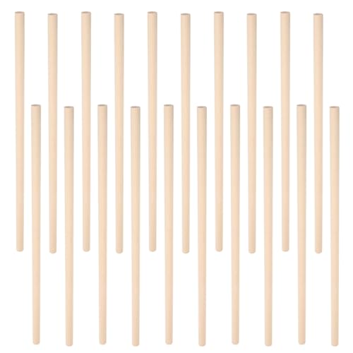 STOBAZA 20pcs Wooden Dowels Round Unfinished Wood Sticks 10mm Diameter