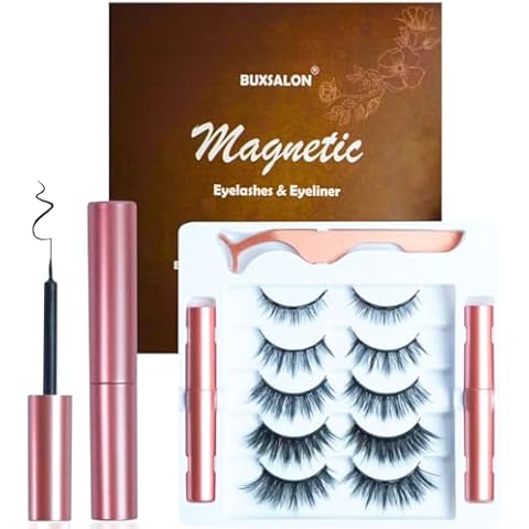 Buxsalon Magnetic Eyelashes Kit with 5 Pairs Cover