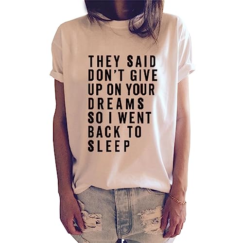 BLACKMYTH Women T Shirt Grahpic Letter tee Shirt Fashion Short Sleeve Tops Summer White Medium