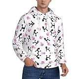 Lavable en machine : sweat à capuche en polaire pour homme avec bouteille de parfum rose et caniche, avec cordon de chapeau, poche kangourou à l'avant. Les bandes élastiques sont intégrées aux poignets. Lavage en machine et à la main sont tous deux disponibles.