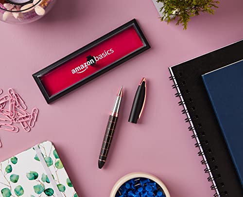 Image of amazon basics Elegant Ballpoint Pen with Classy Stainless Steel Body (Rose Gold, Blue Ink)