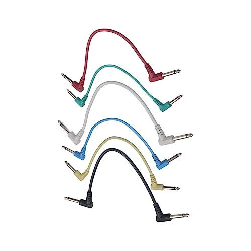 GOOHOCHY 6pcs Guitar Effects Cables 6.35mm Elbow Patch Cable High Clarity for Musician