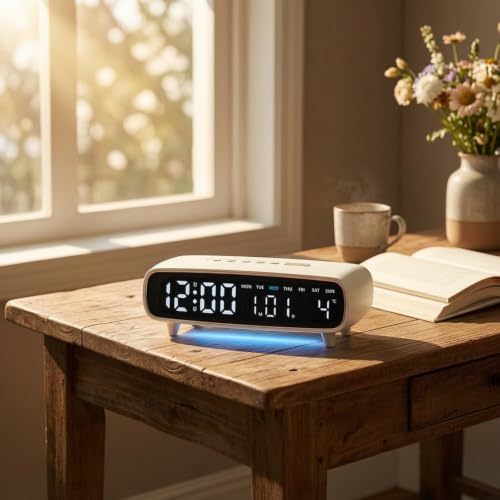 Reloj despertador digital para escritorio y mesas de noche compactas 8