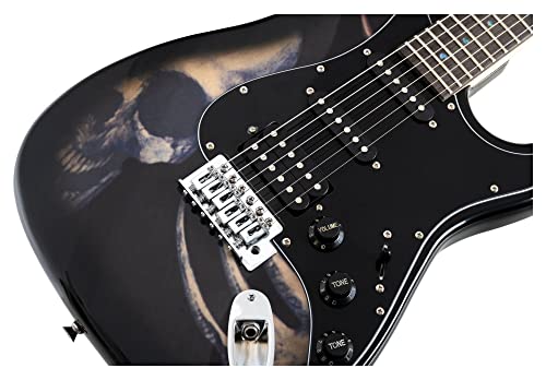 Rocktile Pro ST60-SK guitare électrique (motif crâne) - Les Beatles, Paul McCartney, John Lennon, RIngo Starr, George Harrison Rocktile Pro ST60-SK guitare électrique (motif crâne) – Image 4