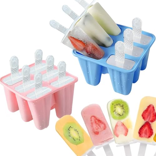 Kaishuai Moule Glace Lot de 2,Glace maison,12 Cavités moule a glace,Silicone Moule à Glace Réutilisables Popsicle Mold pour Crèmes Glacées,Sorbets Moule...