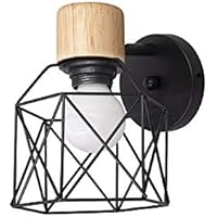 BYX Apliques de pared modernos bombilla E27 6000K, aplique de pared negro ajustable con decoración Soporte de madera para sala de estar Dormitorio Pasillo Iluminación nocturna