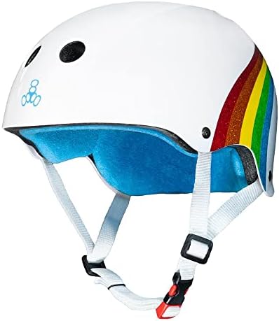 Triple Eight THE Certified Sweatsaver Helmet for Skateboarding, BMX, and Roller Skating, Rainbow Sparkle, Large / X-Large