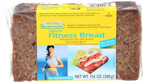 Mestemacher Natural Fitness Bread, 17.6 Oz – High Fiber Whole Grain German Bread, Dense European Style, Non-GMO, Healthy Fitness, Ready to Eat, Long Shelf Life