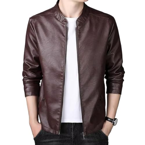 Veste en cuir homme col montant décontracté pour l'automne-hiver