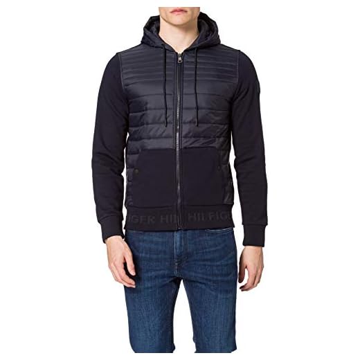 Tommy Hilfiger Herr jacquard mixed media zip hoodie, Ökarimmel, XS