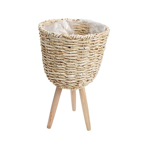 Abaodam Panier à fleurs en bambou paniers Tissé panier des plantes de fleurs corbeille porte-fleurs conteneur de composition panier de fleurs tressé planteur de panier en bois Kaki