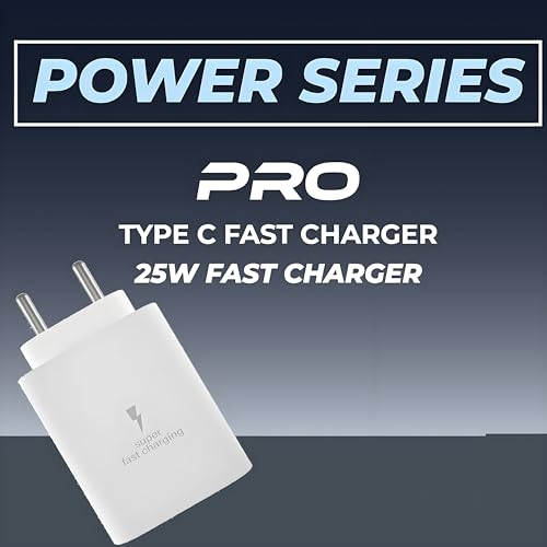 Image of XYKOS 25W Type-C Super Fast Charge Adapter For Samsung M05 /F05 /M55S /M35 /F55 /A35 /A16 /A15 /M15 /F15 /S23 Fe /S24 /S23 /Z Fold /Z Flip /6 /5 /4 /3,25 Watt Support Galaxy Tab&Other Android USB C Mobile Phones,White