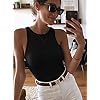ReoRia-Womens-Sexy-Sleeveless-Racer-Back-Halter-Neck-Bodysuit-Tank-Tops REORIA Womens Sexy Sleeveless High Neck Racer Back Halter Thong Bodysuits Leotard Tank Tops Black Medium