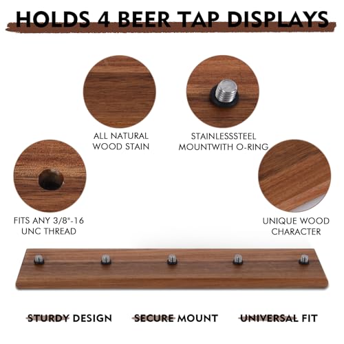 YeeBeny Beer Tap Handle Display, Beer Tap Handle Display Wall Mount for Beer, Whiskey Wine, Boston Wine Bottle Display, Beer Tap Handle Holder with 5 Beer Tap(Only Holder) by YeeBeny - Image 2