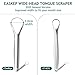 Tongue Scraper (2 Pack), Wide-head Tongue Cleaner with Nice Carrying Box, Easkep 100% Stainless Steel Tongue Scrapers Cleaners, for Men, Women, Adults, Kids