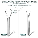 Tongue Scraper (2 Pack), Wide-head Tongue Cleaner with Nice Carrying Box, Easkep 100% Stainless Steel Tongue Scrapers Cleaners, for Men, Women, Adults, Kids，Silver - Image 2