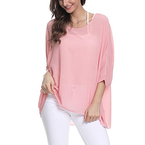 Image of Ckikiou Plus Size Batwing Flowy Semi Sheer Chiffon Blouse Tunic for Women Summer Floral Print Boho Beach Cover ups